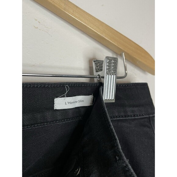 Frame Mens Jeans Sz 30 X 33 Black L’Homme Skinny Denim  Mid Rise Pockets - Picture 5 of 8